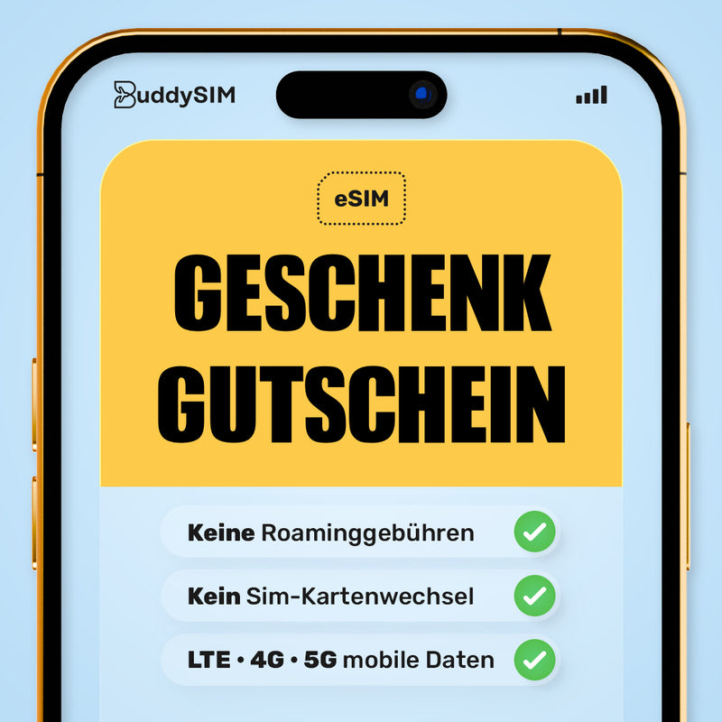 100€ BuddySIM eSIM Gutschein: Das Geschenk, das verbindet.