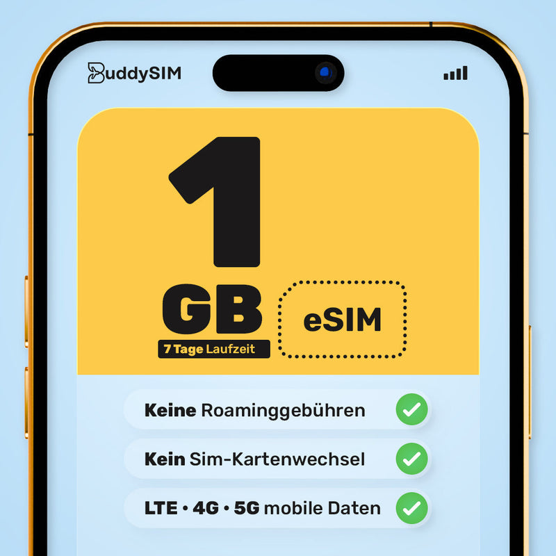 BuddySIM eSIM Tadschikistan 1 GB für 7 Tage